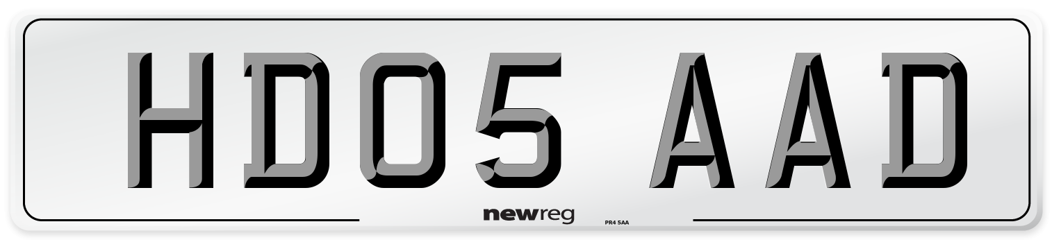 HD05 AAD Number Plate from New Reg